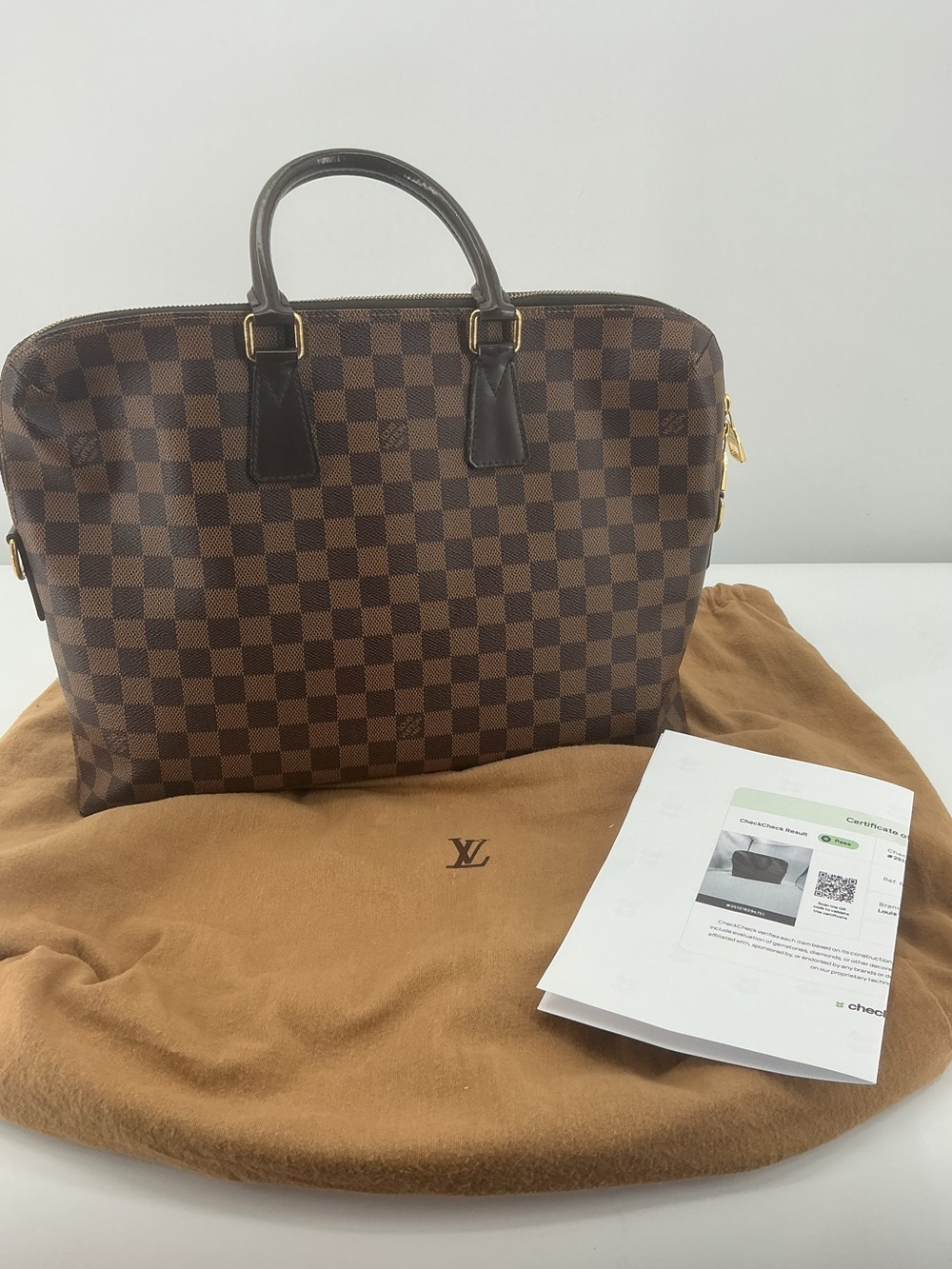 Louis Vuitton Porte-Documents Voyage PM Damier Ebene Briefcase Bag COA